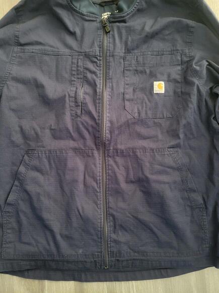 Carhartt Rugged Flex Ripstop Utility Warm-Up Jacket Men's XL Navy C81418 Work - Picture 2 of 9
